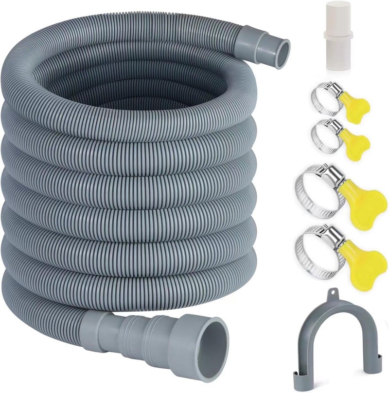 Elyfree 16.4ft Washing Machine Drain Hose, Universal Drain Hose Extension Kit for Washer, Dishwasher, Flexible Discharge Hose for LG/ GE/ Samsung, Fit up to 1-1/2 Inch Drain Outlets (16.4) - Image 1
